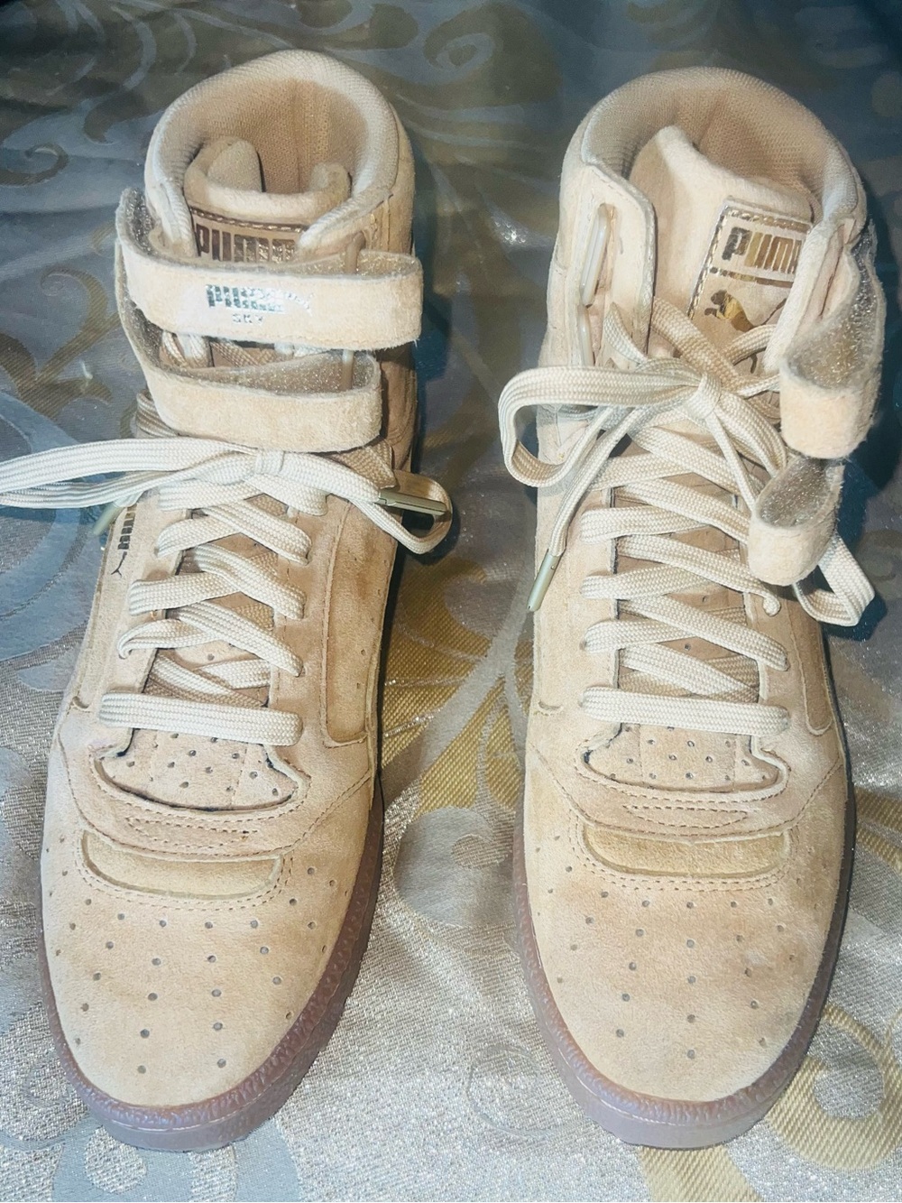 PUMA Sky Contact Suade High Top Sneakers Tan Size 8